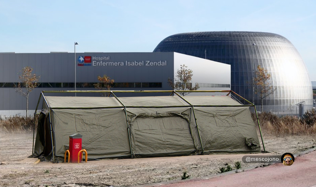 mescojono's tweet photo. 🔴ULTIMA HORA | La Comunidad de Madrid monta un hospital de campaña al lado del Zendal para complacer a todos los que critican el Zendal y prefieren estar en una carpa. https://t.co/kUx6tIgGRe