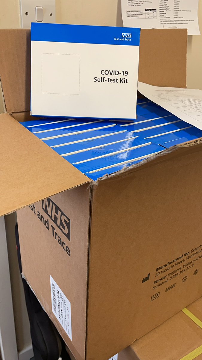 Getting ready for our staff self testing. #COVID19 #covidtest #selftest #testandtrace @davideclifford thank you to the <a href="/nhs/">@NHS</a> for helping us keep safe!
