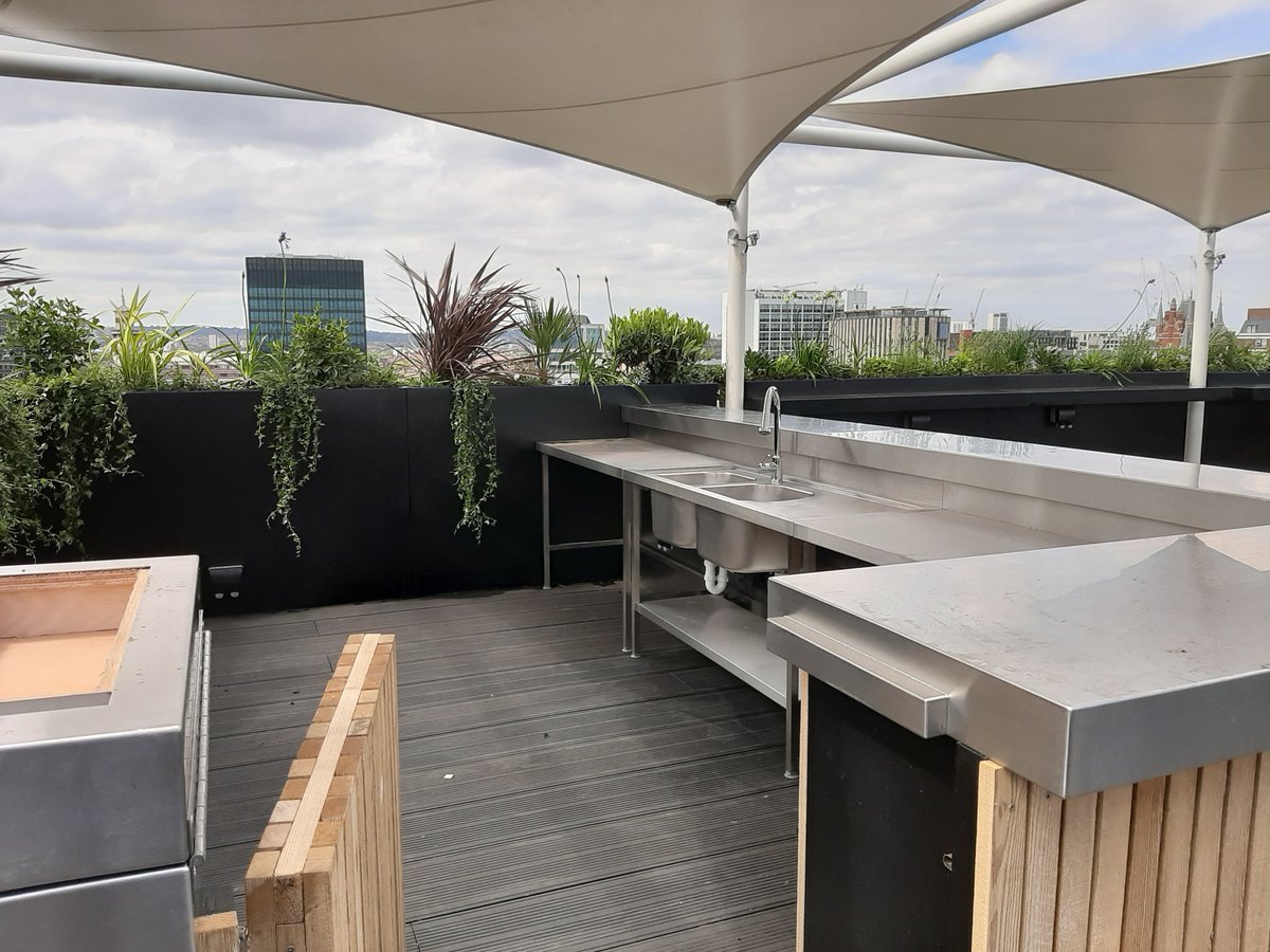 Some stunning images of our recently completed roof top tensile fabric canopy on a central London office block #fabriccanopy #tensilestructure #roofterrace