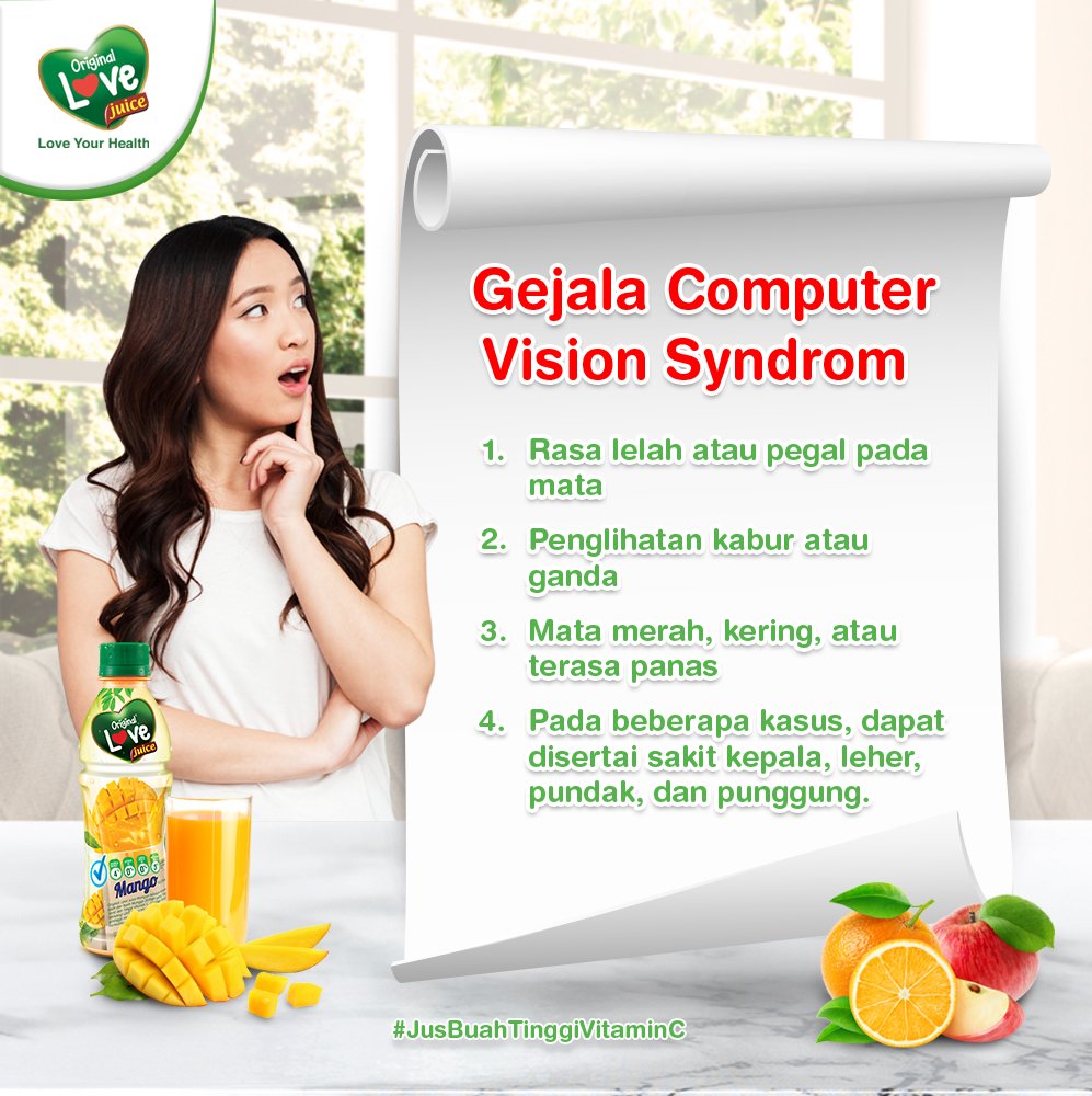 CVS atau Computer Vision Syndrom adalah gangguan yang terjadi pada mata akibat terlalu lama menatap layar, baik handphone, laptop atau PC.
Cek gejalanya di sini yuk!
#TipsLoveJuice https://t.co/ERynWAnoET