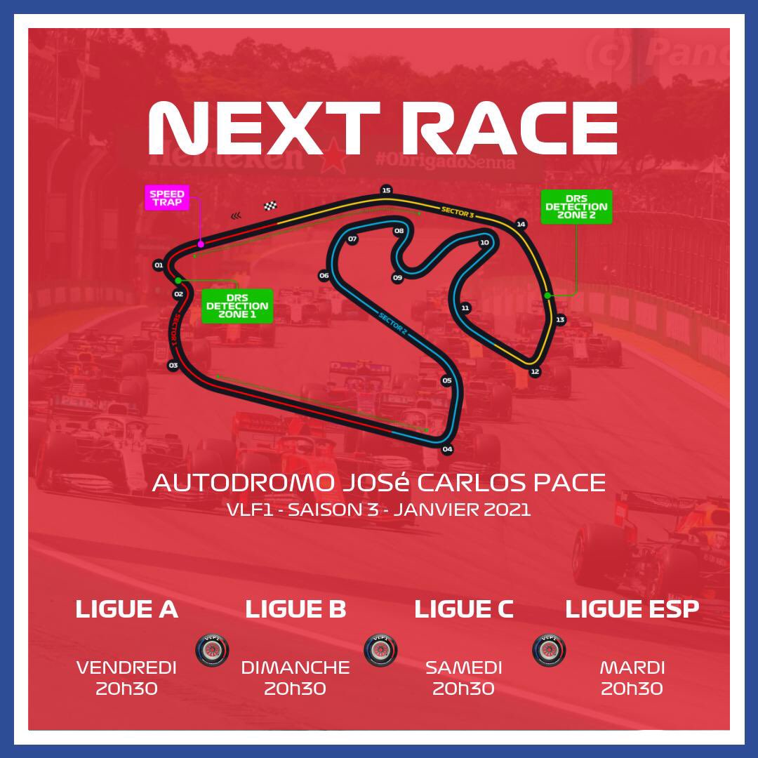 🟡 IT’S RACE DAY 🟡

Ce soir nos pilotes de la Ligue A se retrouvent sur le circuit du Brésil !

Tracé très complexe avec beaucoup de gros virages et donc ce soir du spectacle assuré !

Rendez vous à 20h15 sur twitch!

twitch.tv/VirtualLigueF1