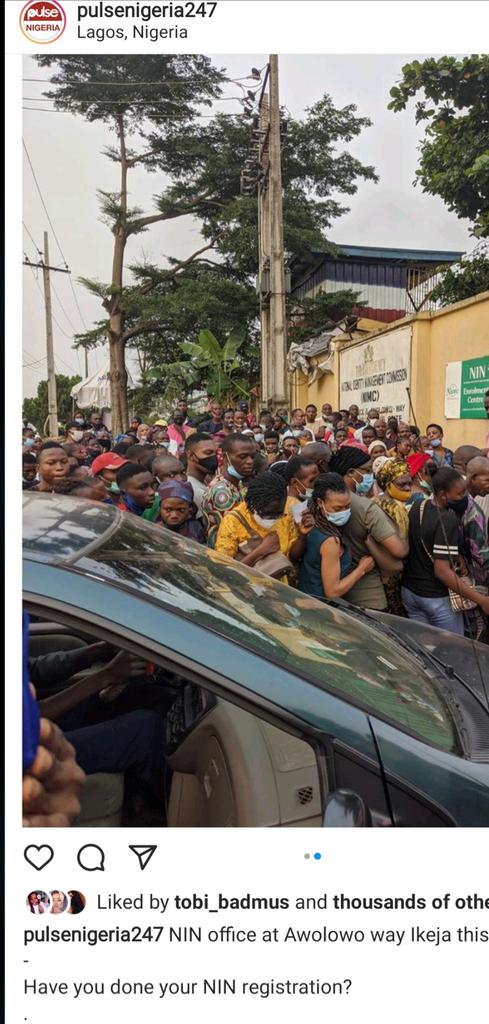 In the middle of the pandemic, this is how our Nigerian Government has its citizens queuing up to get their NIN numbers. Completely reckless, inconsiderate and dangerous. Then tomorrow the NCDC will release covid infection rates and say social distancing. This country sha. Kai.