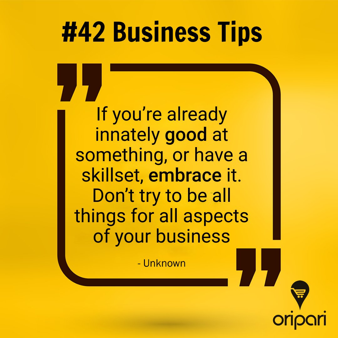 OripariApp's tweet photo. Don’t be a jack-of-all-trades and a master of none!

Embrace your expertise 🙂
.
#oripari #oriparionline #explorenearby
#businesstips #businesstips42 #local
#embrace #skillset #businessmindset
#business #businessowner #explore
#entrepreneur #entrepreneurmindset https://t.co/6KEOkwvk0i