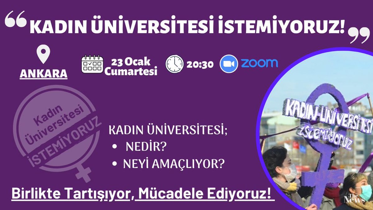 Ankaralı kadınlar online sohbette bir araya geliyor. Kadın üniversitesi nedir? Neyi amaçlıyor? Birlikte tartışıp beraber çözüm üretiyoruz.

23 Ocak Cumartesi Saat:20.30

Kayıt için⬇️ forms.gle/AiGZ82iwCQ8ZNp…