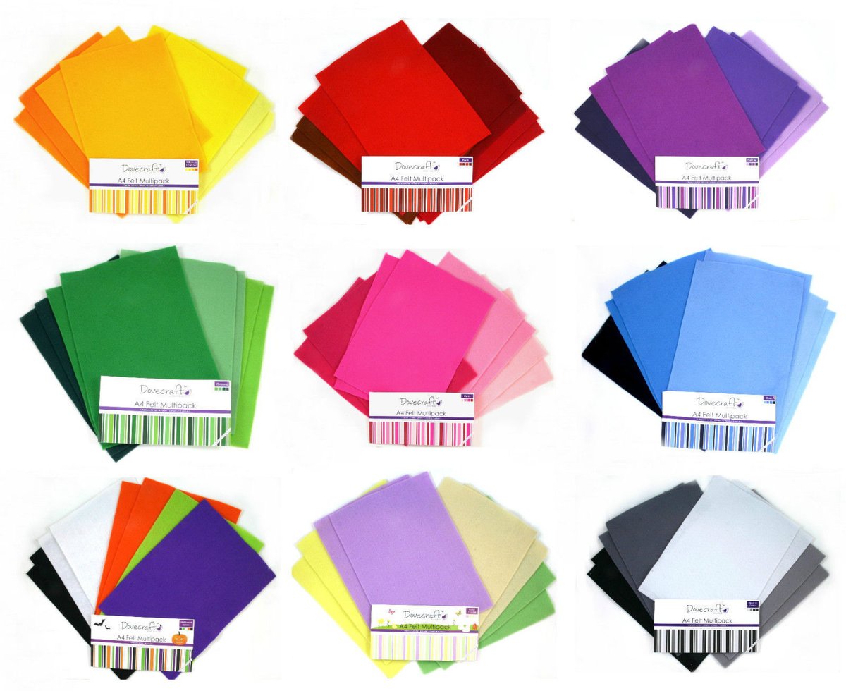 CharmelLtd's tweet photo. Shop online with @CharmelLtd, Buy 3+ Get 10% Off - Dovecraft A4 Felt Multiple Pack - Choice of 11 Colour Options  https://t.co/DEso7ATJrf #craft #crafts #crafting #felt #craftsupplies #feltpack #sewing #haberdashery #papercraft #cardmaking #scrapbooking #lockdown #elevenseshour https://t.co/M4BwBMQW46