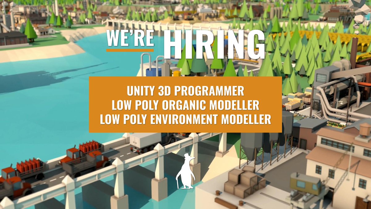 Dapper Penguin Studios is hiring!

Unity 3D Programmer - bit.ly/3qGywQL
Low Poly Organic Modeller - bit.ly/2LYmlQq
Low Poly Environment Modeller - bit.ly/365GF9t

Click the links to apply &amp; please share!

#GameDevJobs | #GameJobs | #Hiring | #Unity