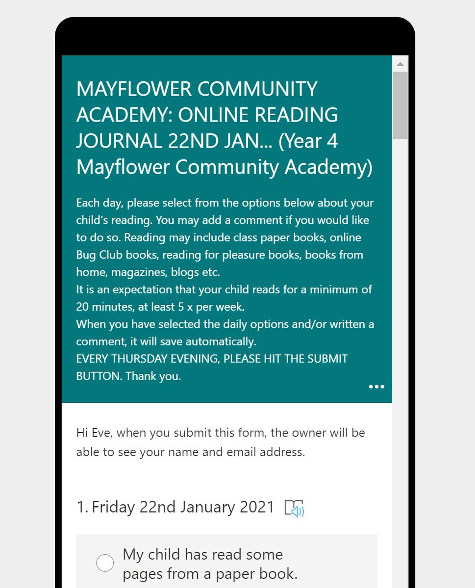Did you know you can use the TEAMS app to complete the Online Reading Journal? Have a look- in your child's Online Reading Journal Channel on TEAMS (Y1-Y6) <a href="/Mayflower_MCA/">Mayflower Academy</a> <a href="/DavidSammels/">David Sammels</a> <a href="/sarah_sandey/">sarahsandeyMCA</a> <a href="/pennypetersMCA/">Penny Peters</a>
