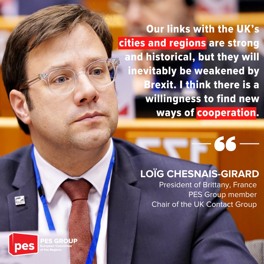 The consequences of #Brexit on cities and regions and their communities can be felt all over 🇪🇺. How can we best maintain strong ties with our counterparts in the 🇬🇧?

Read the #ProgressiveLocalStories of our member and president of Brittany <a href="/LoigCG/">Loïg Chesnais-Girard</a> 

👉 pes.cor.europa.eu/progressive-ci…