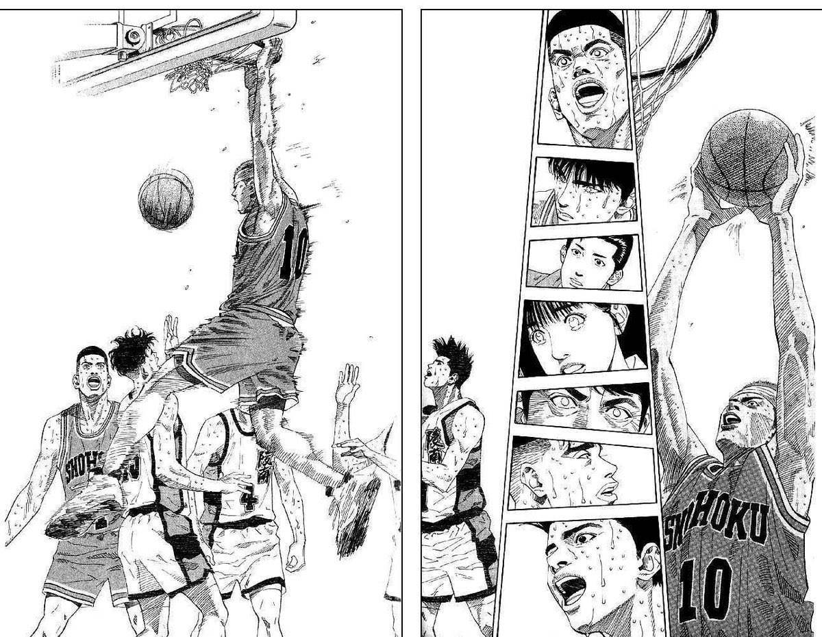 Another universally-praised part of slam dunk is the art, which is obviously a given coming from a Inoue manga. But keep in mind that this is one of Inoue’s first works and that the art may be disappointing at first but the way his technique evolves is just masterclass.