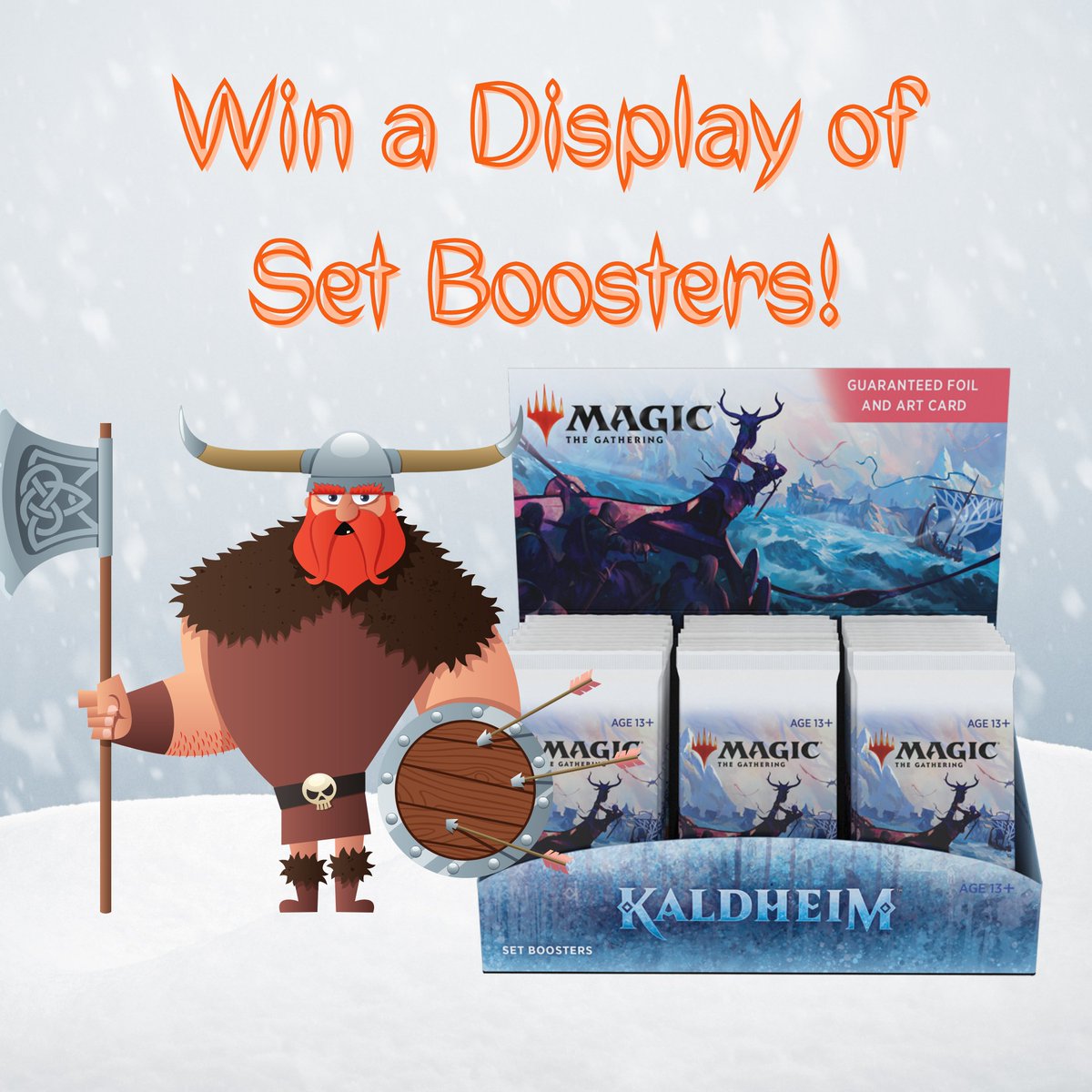 justplaygamesuk's tweet photo. Win a Box of Kaldheim!

Follow us, retweet this, and tag a friend who would be the ideal Viking Kinsman to brave Kaldheim with!

One random entrant will be drawn on 3rd Feb to win a Kaldheim Set Booster Box.

See https://t.co/leqS9qLSln for full T&amp;Cs.

#mtg #kaldheim #MTGKHM https://t.co/90Tn5mzL4w
