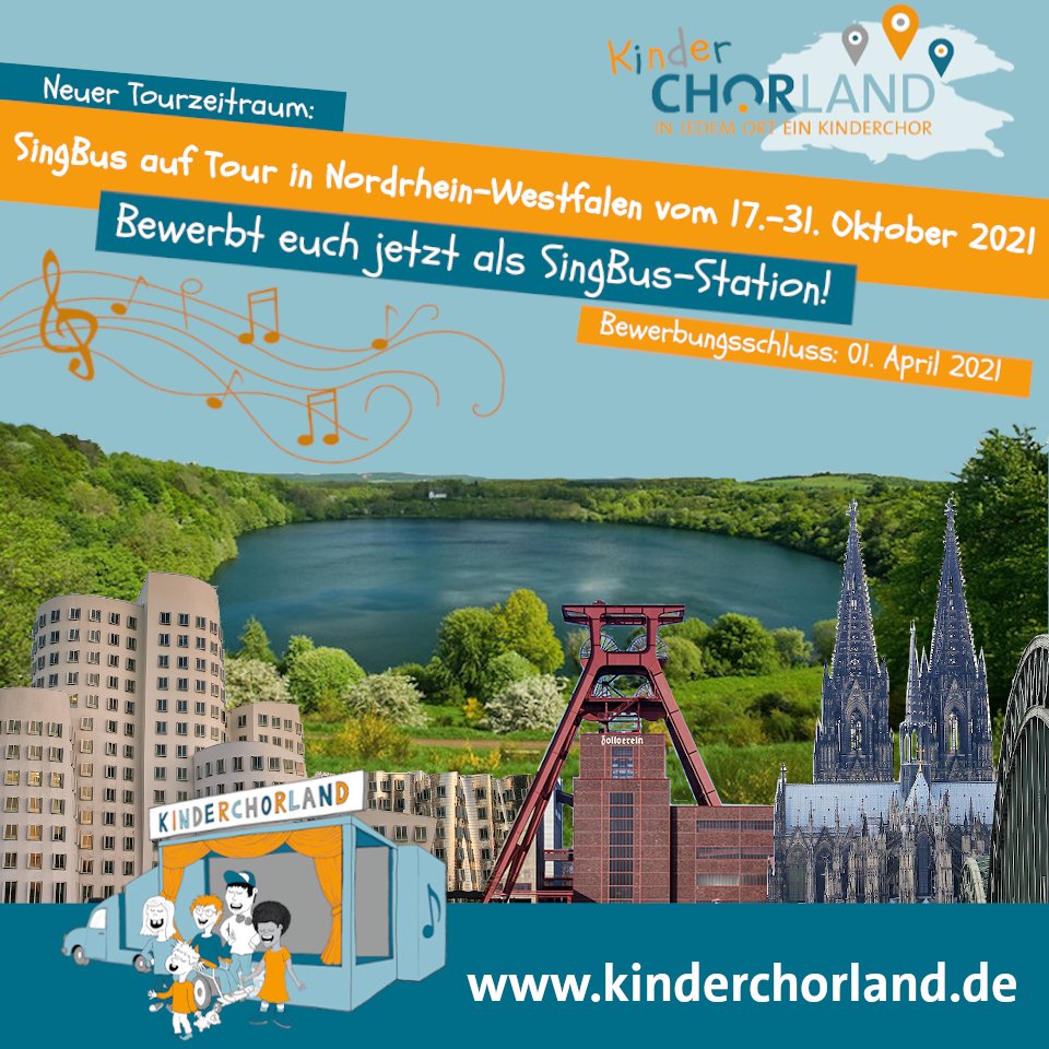 chorjugend's tweet photo. Wir verschieben die #SingBus-Tour für #NRW auf den 17.-31.10.2021. Bis zum 01.04.2021 können sich Kinderchöre aus #NRW bewerben: https://t.co/SP4EjGuJoA #Kinderchorland #MusikvorOrt https://t.co/lzAk7Z3FE5