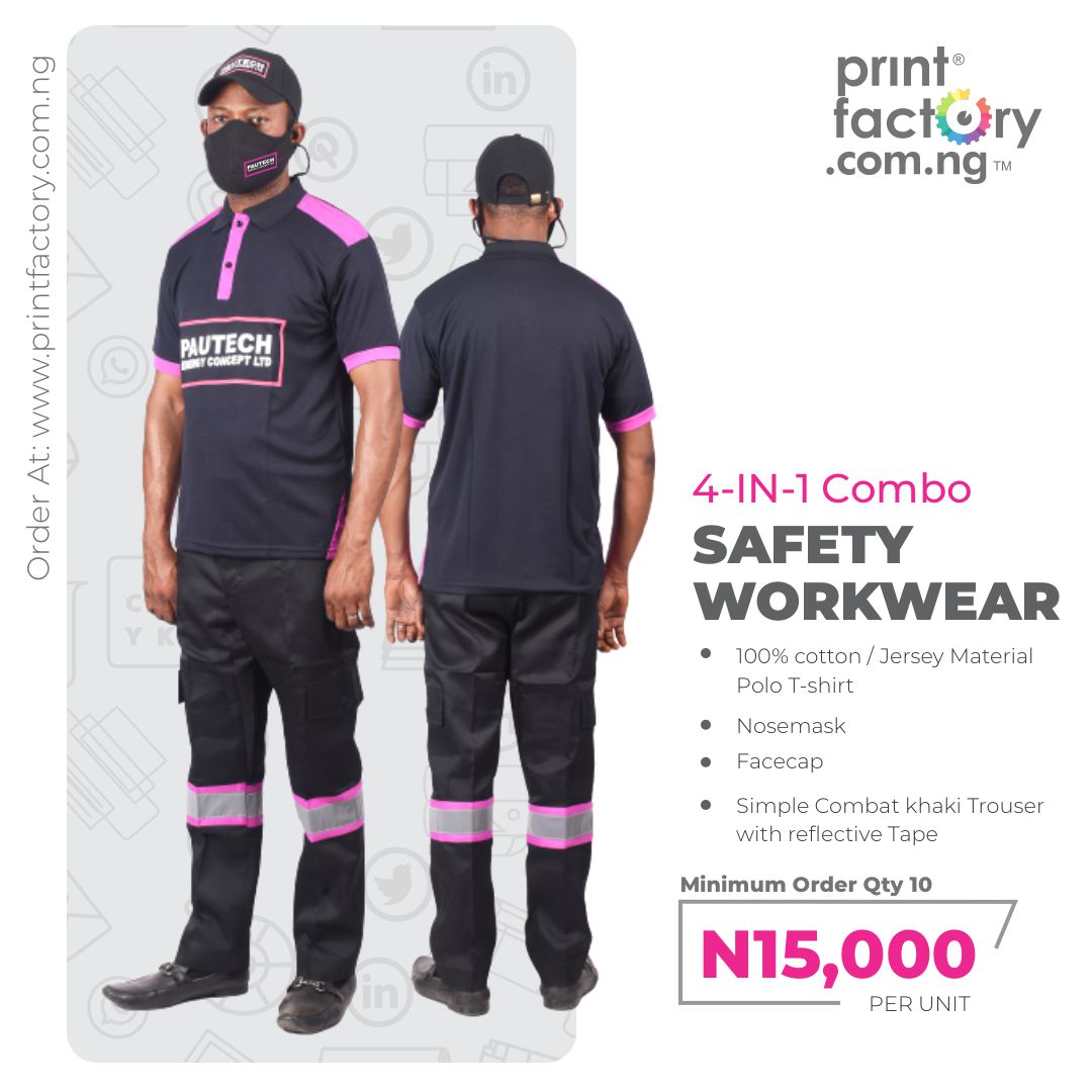 Printfactoryng's tweet image. #StaySafe #StayProtected 
Buy the 4-in-1 Combo workwear branded in your company's name
Click the link to order: printfactory.com.ng/product.../app…
Let's talk more
Call/Whatsapp: +2349056871858, +2348175169736 +234 703 834 5937 
#printfactoryng #workwear #constructionworker #corporatewears