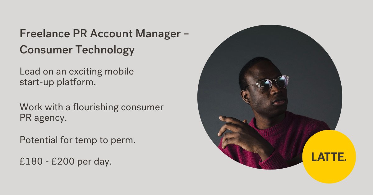 Drive the #media relations and strategy for a start-up mobile platform and get to work on other exciting clients within the #wellness, retail, drinks and #beauty sectors in this #Freelance Account Manager role. Email chantelle@wearelatte.com to apply. 
buff.ly/3p3i3Wp