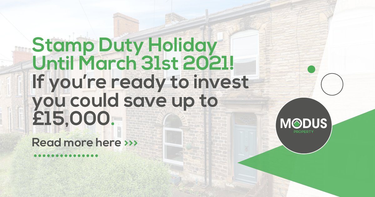 PropertyModus's tweet image. Take advantage of the stamp duty holiday and start your property investment journey. Here is what you need to know: modus-property.com/2020/11/13/sta… #StampDuty #UKProperty #PropertyInvestor #InvestmentOpportunity #Manchester #Leeds #Sheffiled #Huddersfield #ROI