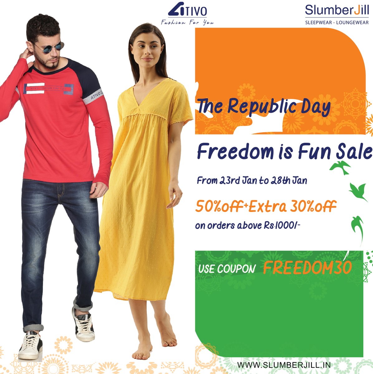 slumberjill's tweet photo. The Republic Day Is On The Corner
Freedom Is Fun Sale Is Here!
Get 50% off + Extra 30% Off
Use Coupon: FREEDOM30
Shop Now: https://t.co/vlsSwi43VH https://t.co/iyhouj95Lw