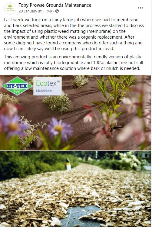 HyTexUKLtd's tweet photo. Another happy customer 🙌... 

#Ecotex #MulchMat #Biodegradable #EnvironmentallyFriendly #PlasticFree #Organic
#FridayThoughts #FridayFeeling #FridayVibes #Friyay https://t.co/Vs8Jlsylw6