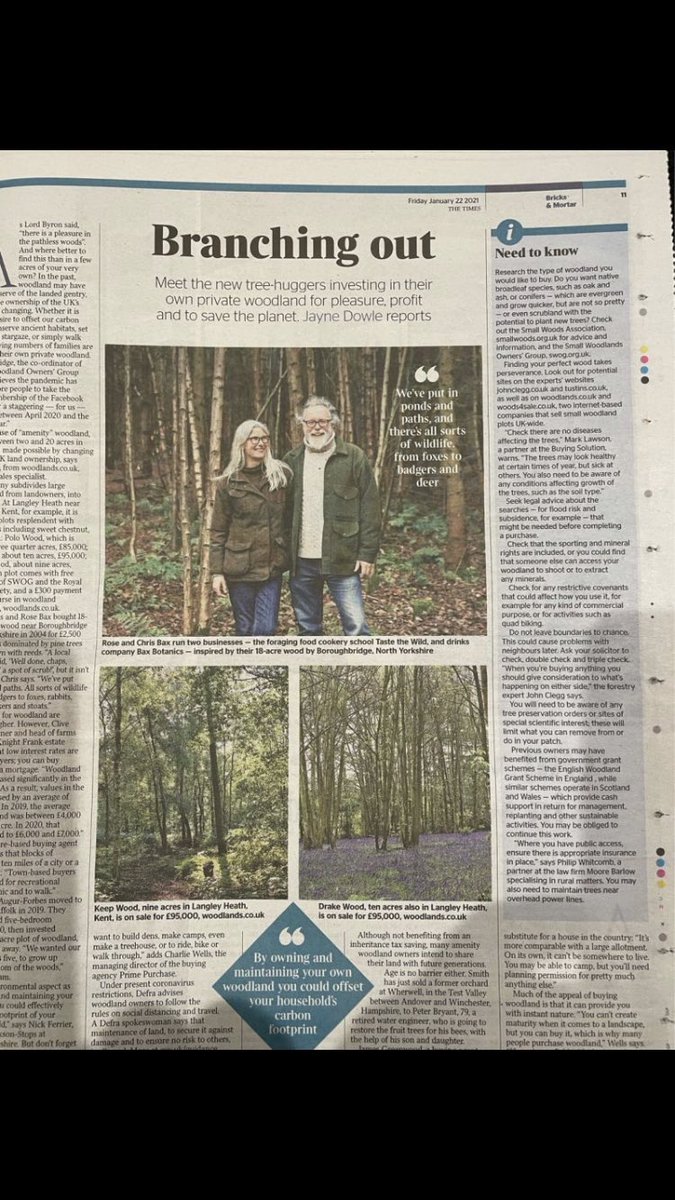 My colleague <a href="/PhilipWhitcomb/">Philip Whitcomb</a> quoted <a href="/thetimes/">The Times and The Sunday Times</a> on purchasing private woodland and what to consider. @MBruralservices @MooreBarlowLLP we have the unique expertise &amp; experience to help you buy your next plot! <a href="/MBPrivateWealth/">Moore Barlow Private Wealth</a> we can make sure your #EstatePlanning is also covered!