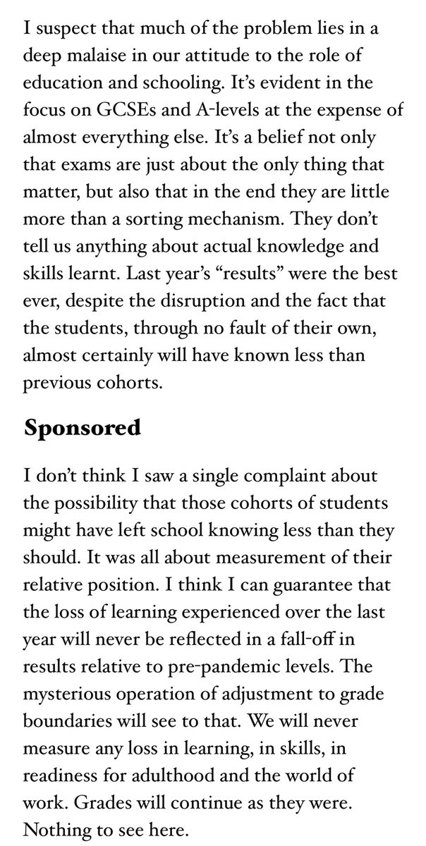 Scientism helps explain why in so many walks of life numbers have come to trump judgement. League tables for schools, police, hospitals. In many cases we seem far more focused on metrics than what really matters. Cf this powerful col from  @PJTheEconomist  https://www.thetimes.co.uk/article/9b68eea4-58d7-11eb-86f4-4fa0aa4e7fd3?shareToken=88a376dba1da08a3e796a7ef24cdac99