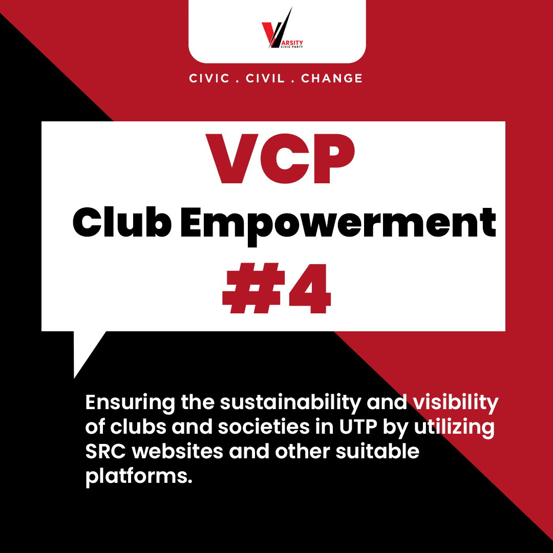 VCPUTP's tweet photo. β VCP MANIFESTO β
Manifesto plays an important role in an organization to show our credibility in improving or creating a new future.
.
Introducing VCP's another 3 manifestos:
4. Club Empowerment
5. Cheezi E-Sport
6. WeShare
#VCPUTP #UTPinMe
#InVCPWeTrust
#UTPElection2021 https://t.co/VXjJRNNqhU