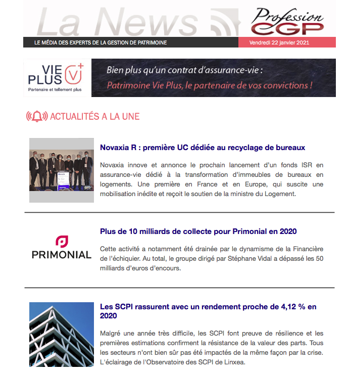 ProfessionCGP's tweet photo. [#VendrediLecture]

🔴#CGP, juste avant un week-end bien mérité, vous reprendrez bien une dose d'actu en #GestionDePatrimoine. Lisez la News Hebdo !

➡️ https://t.co/Ame8yt9jno

#AssetManagement #Immobilier #AssuranceVie #SCPI #ISR #ESG https://t.co/Zo9IDFcDdp