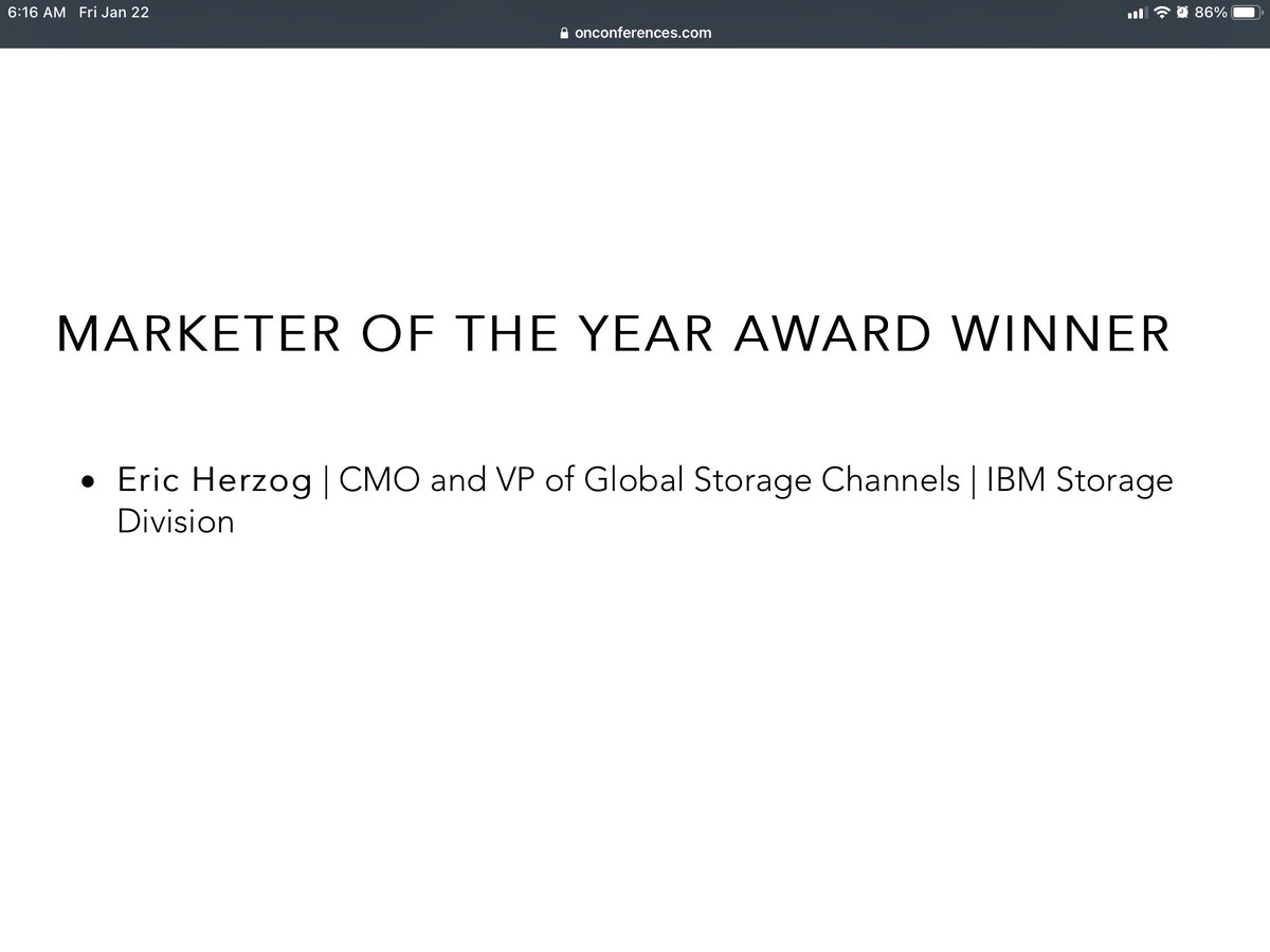 Congratulations ⁦<a href="/zoginstor/">Eric Herzog</a>⁩ for Marketer of the Year WINNER.  Great recognition and well deserved.  No one shares more about how awesome #IBMStorage ⁦@IBMStorage⁩ is and we love our marketing leader!   Read all about it and share the news 
—> bit.ly/3sHIOls