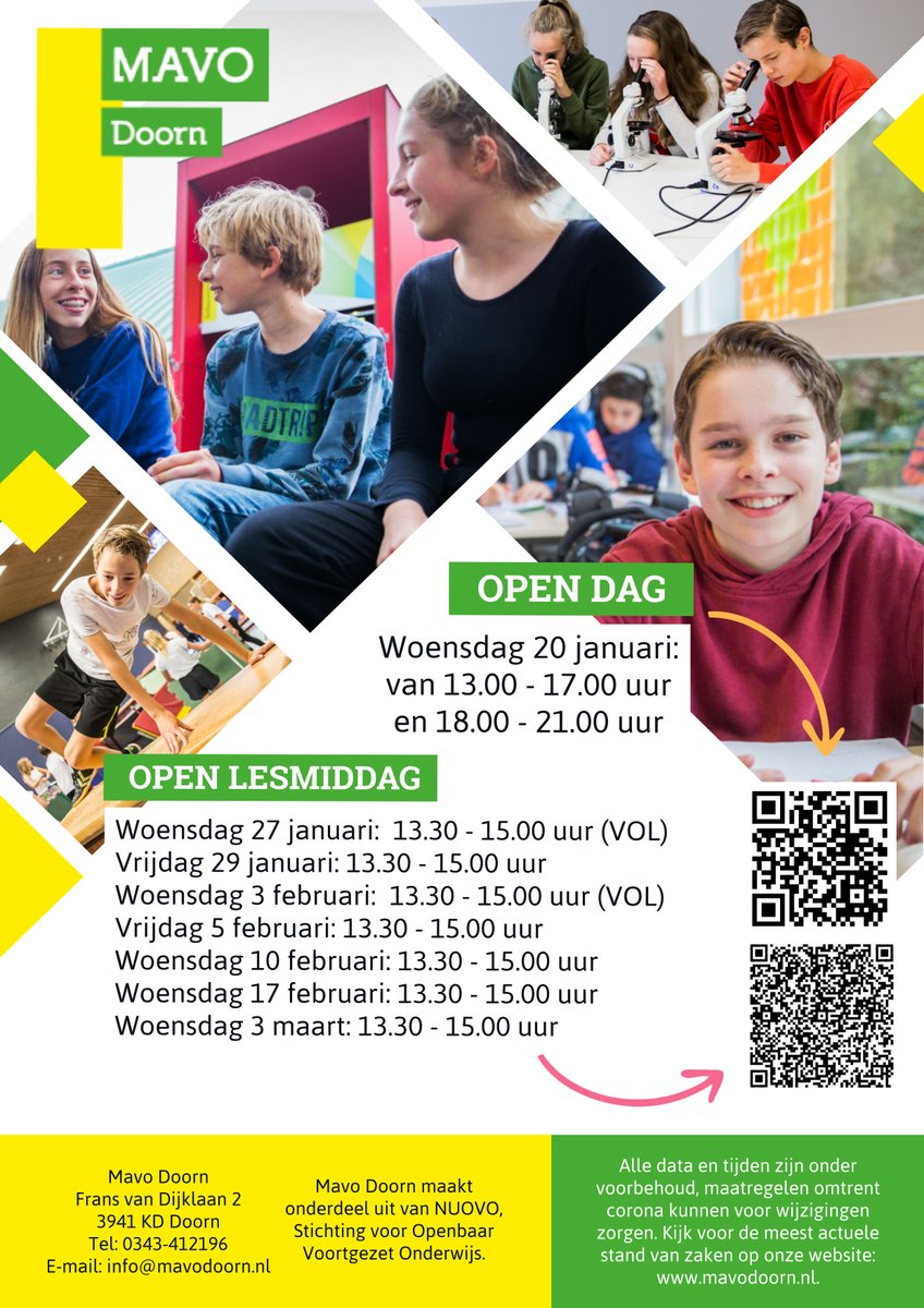 nxt_doorn's tweet photo. Onze open dag was een GROOT succes! Heb jij de open dag gemist? Bezoek dan onze website: https://t.co/RLksDKJn9S 

Liever (online) meekijken in een échte les op Mavo Doorn? Meld je dan gauw aan voor onze open lesmiddag -scan de QR code!
#Groeiendoenwesamen
#OpenlesmiddagMavoDoorn https://t.co/Am4xlhvdya