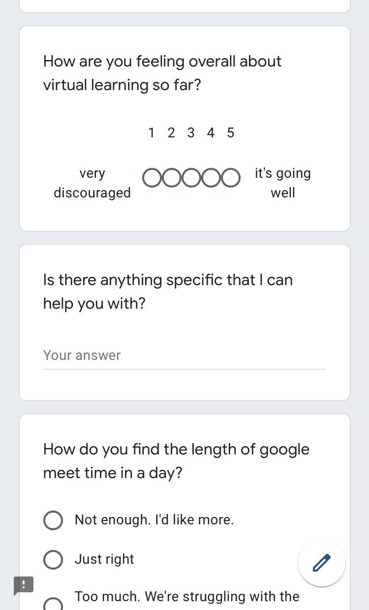 Wanting to make sure all voices are at the table for my online planning moving forward. Sent out this quick google form as a survey to parents asking for feedback.... So many great insights into what’s happening behind the screens. <a href="/WortleyTVDSB/">Wortley Road P.S.</a>