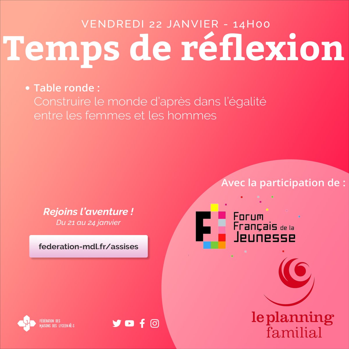 FederationMDL's tweet photo. C'est l'heure des temps de réflexion !
On vous attends ! 👉https://t.co/2eP6y0AkzK
#FMDL #engagement #jeune #lycee https://t.co/SOI1j0Vkk5