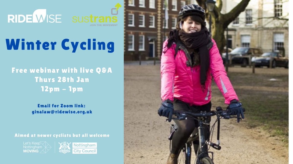 WTSNottingham's tweet photo. While our friends @RideWiseUK have paused face-to-face contact, see their post below about cycling on roads.  They're also doing a Winter Cycling webinar next week email ginalaw@ridewise.org.uk to join https://t.co/9cwRVvTapw