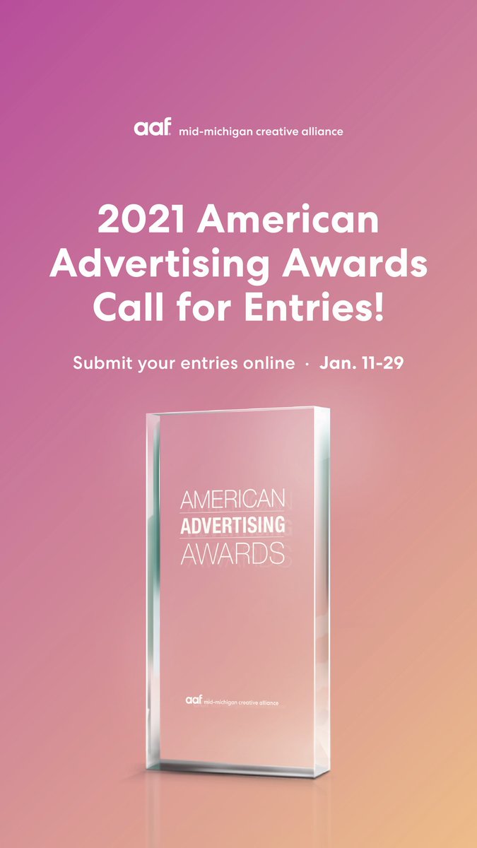 Have you submitted your entries for the 2021 American Advertising Awards? The call for entries for the closes on Friday, Jan. 29! 
Remember, this year will be 100% virtual. This means there will be no physical copies of submissions accepted. 
Enter here: bit.ly/ADDYs2021