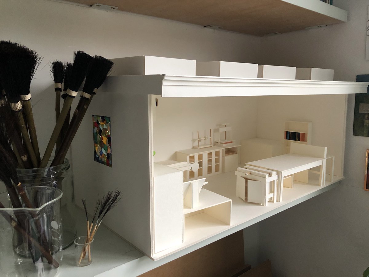 “In the spring” (we all know that means spring/summer/maybe next year) my husband/business partner Tristram is going to build me a new studio where the shed currently lives. It’ll be like this but less white.