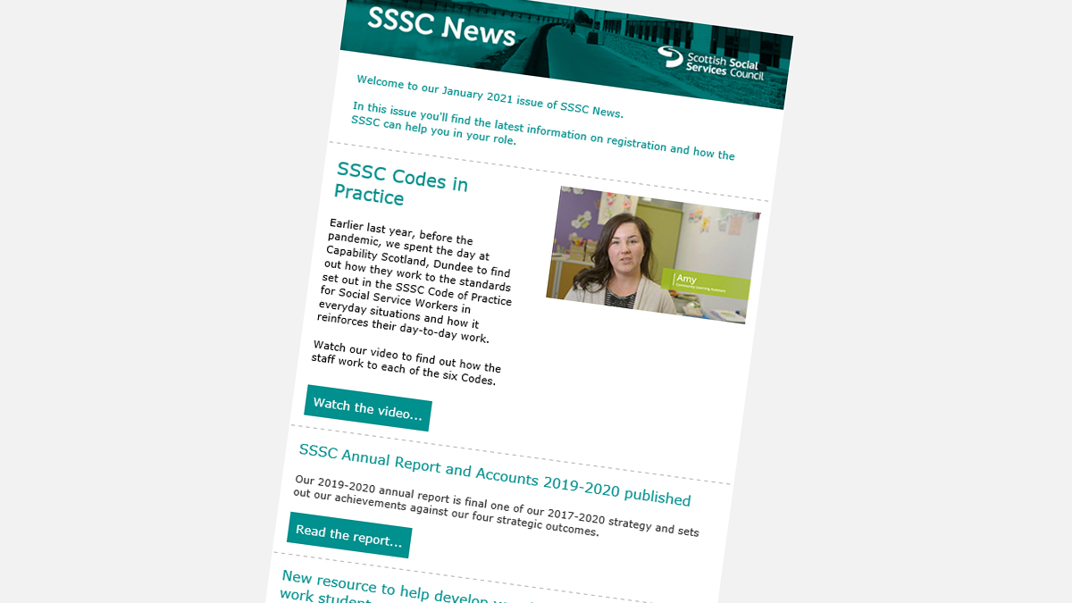 SSSCnews's tweet photo. Have you read our January newsletter? It includes our new video showing the #SSSCcodes being brought to life, our annual report, a new resource to help develop social work students' leadership and much more. Take a look https://t.co/2eo5DWRR8Z https://t.co/g1dqwYh1e2