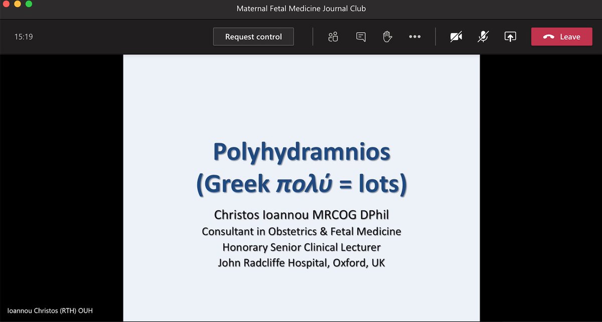 Another fantastic presentation on the management of polyhydramnios by Mr Christos Ioannou at our Fetal Medicine Journal Club! #teaching #fetalmedicine