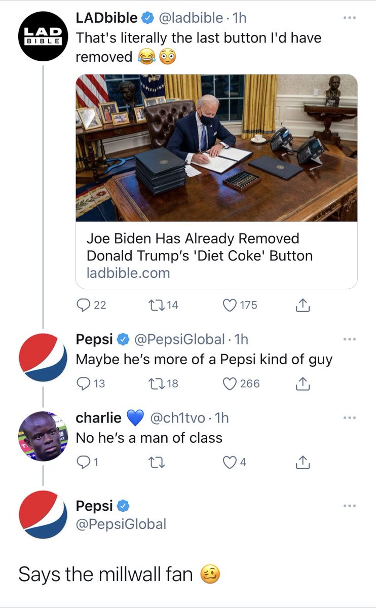 AndyAppleby's tweet photo. Savage from @PepsiGlobal 🤣#notwrongthough https://t.co/mTaZcTyiGF