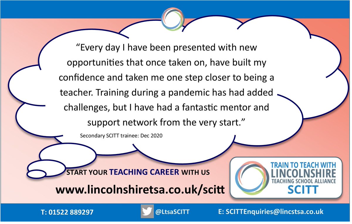Why train with LTSA SCITT? buff.ly/30DOOh8 

<a href="/WPNursery/">Wyndham Park Nursery</a> @LEADEquateTSA <a href="/KyraDirect/">KYRA Train to Teach</a> <a href="/ConnectTSA/">ConnectTSA</a> <a href="/EBSchoolDirect/">Ellison Boulters ITT</a> <a href="/UoLCareers/">University of Lincoln Careers & Employability</a> 

#ltsascitttrainee