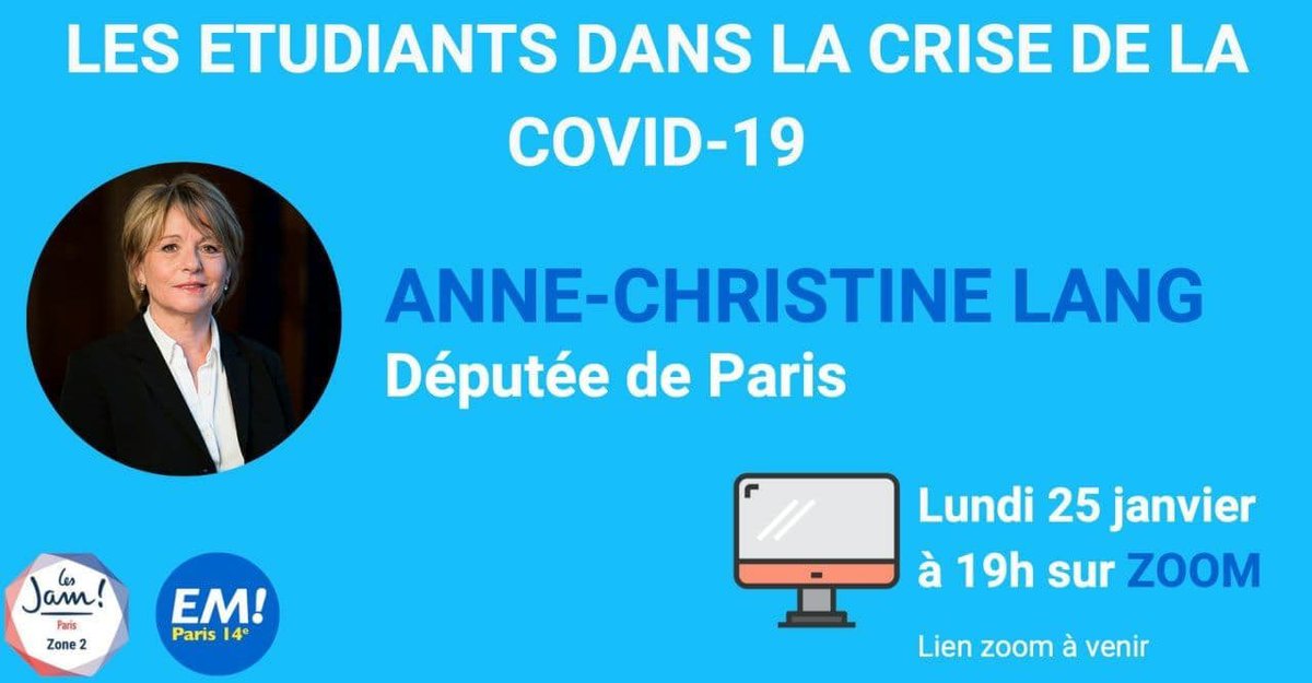 Renaissance14e's tweet photo. Nous vous donnons rendez-vous lundi pour un moment d’échange avec @AChristine_Lang et des représentants étudiants sur les problématiques que vivent les étudiants dans la crise #COVID19

Organisé avec les @JeunesMacron 
🗓 Lundi 25 janvier
⏰ 19h
🖥 Zoom : https://t.co/tPSLk8a9v7 https://t.co/Gy9ZCLsL2F