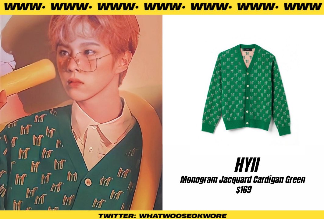 whatwooseokwore's tweet photo. #WHATWOOSEOKWORE KIM WOO SEOK ‘2ND DESIRE [TASTY]’ ALBUM PRE- ORDER:

#HYII Monogram Jacquard Cardigan Green 

#KIMWOOSEOK #김우석 https://t.co/xBBH3sTy2v