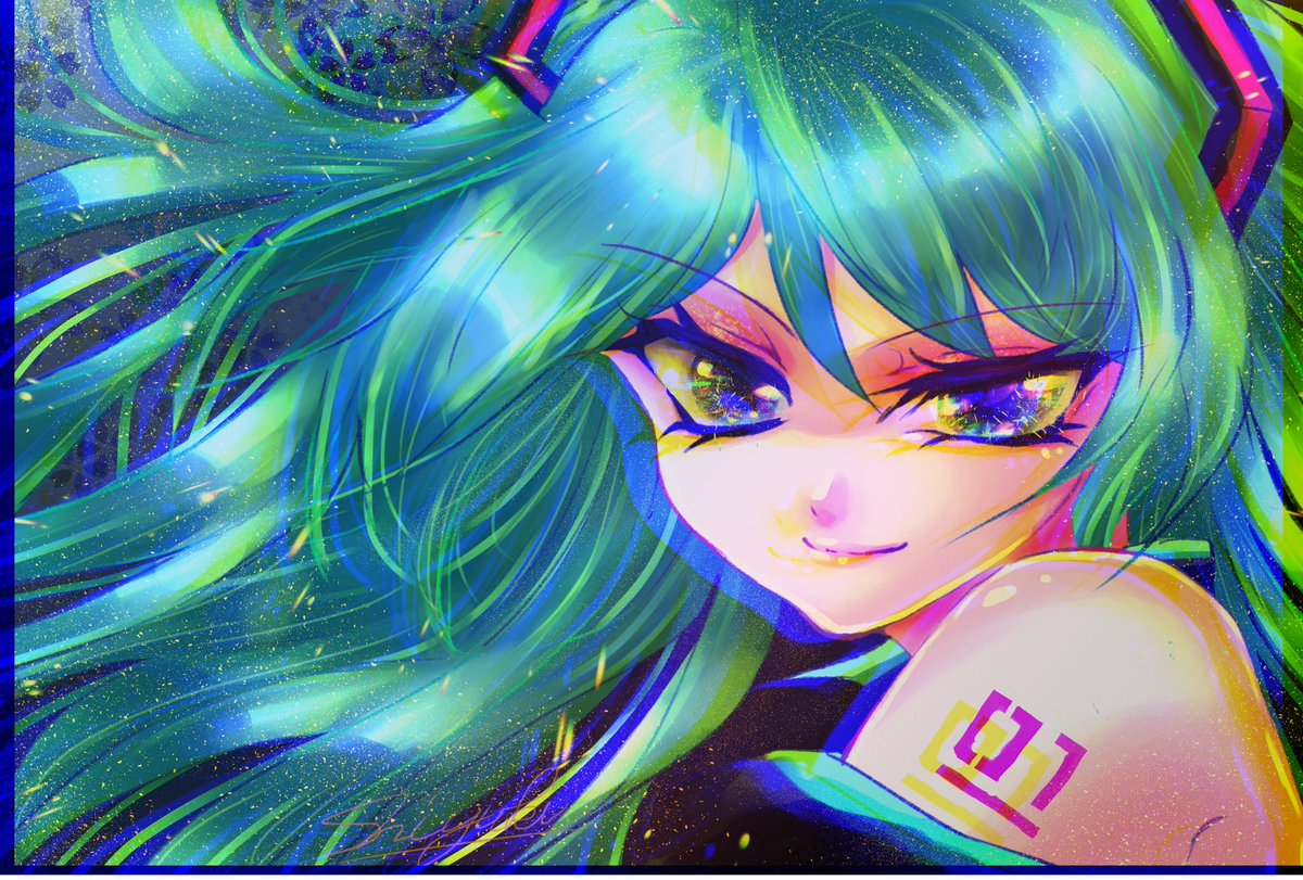 初音ミク「今年も描けます様に  #ミク #初音ミクのイラストだけで興味を持ってくれる方へ届」|藤之紫翠 shisui_fujinoのイラスト