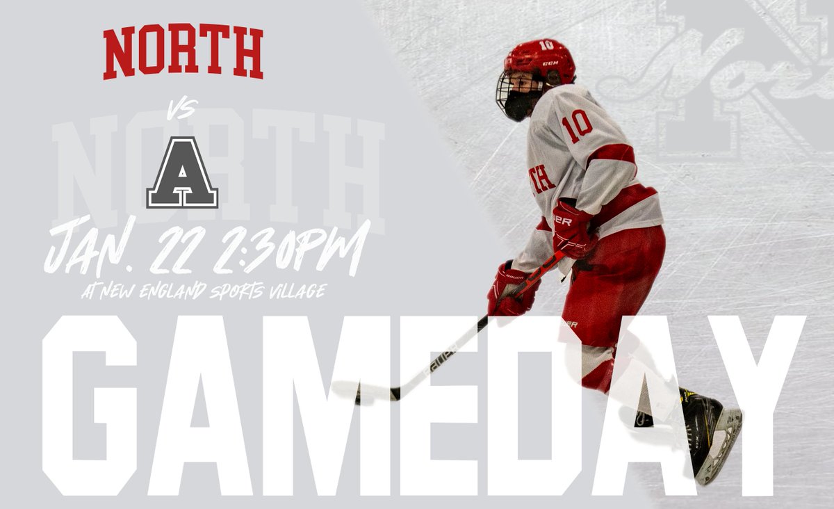 BIG RED HOCKEY takes on rival @AboroHockey today in a Friday matinee at the @NEsportsvillage. Good luck boys, work hard, have fun and do it for the chicken. #TheNorthChicken #GoNorth @MassHSHockey