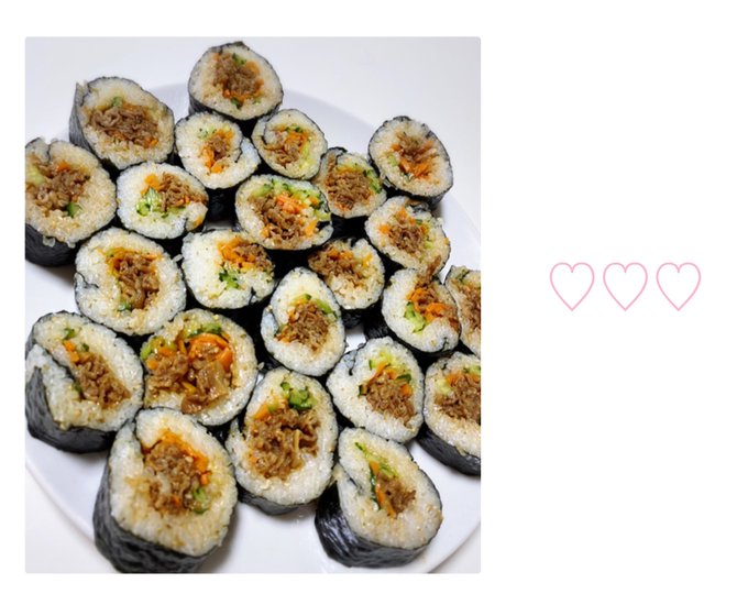 ファンティアで言ってた！  キンパ～🍳🍳💕  形がいびつ～(笑)  作りすぎた&Sigma;(・&forall;・Ⅲ)  まだまだお料理お勉強中です(&acute;&bull;&omega;&bull;`)(&acute;&bull;&omega;&bull;`)(&acute;&bull;&omega;&bull;`) https://t.co/EYTJ