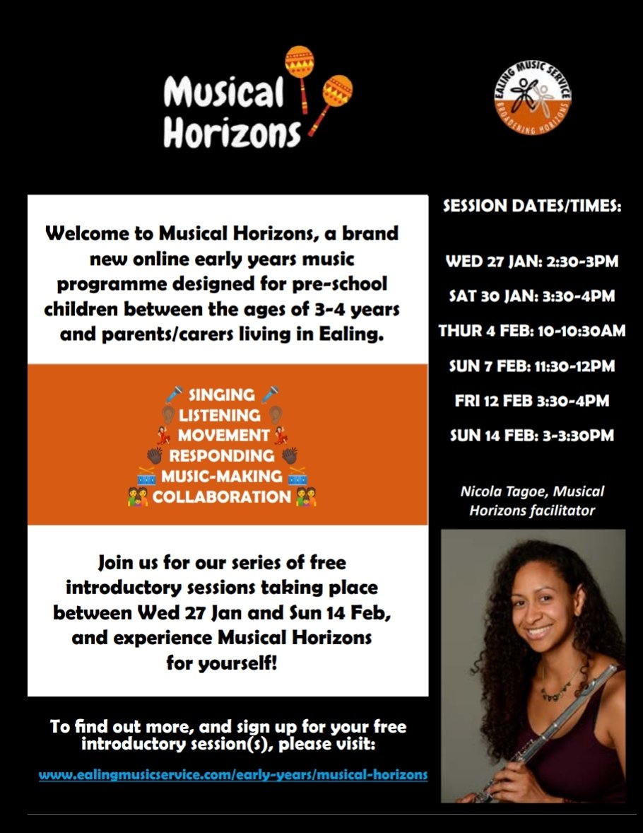 yogeshdattani's tweet photo. @EalingMusic is piloting a Music programme for 3 &amp; 4 year olds, "Musical Horizons", delivered by our very own and super talented  @NicolaTagoe.

If you live in the London Borough of Ealing, check this out and sign up at: https://t.co/x9Xh5usPfI

Demand will be high so hurry! https://t.co/47tLKesWm3