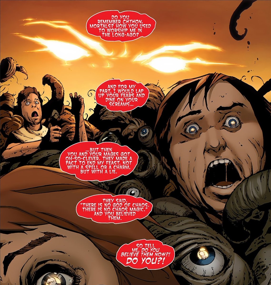 Wanda possède en elle la puissance de la Magie du Chaos du Grand Ancien Chthon, une magie rare, ignorée de même le Sorcier Suprême, qui permet de modifier / manipuler l'essence même de la réalité. C'est AGatha harkNESs qui apprendra à Wanda à maitriser la magie du Chaos.