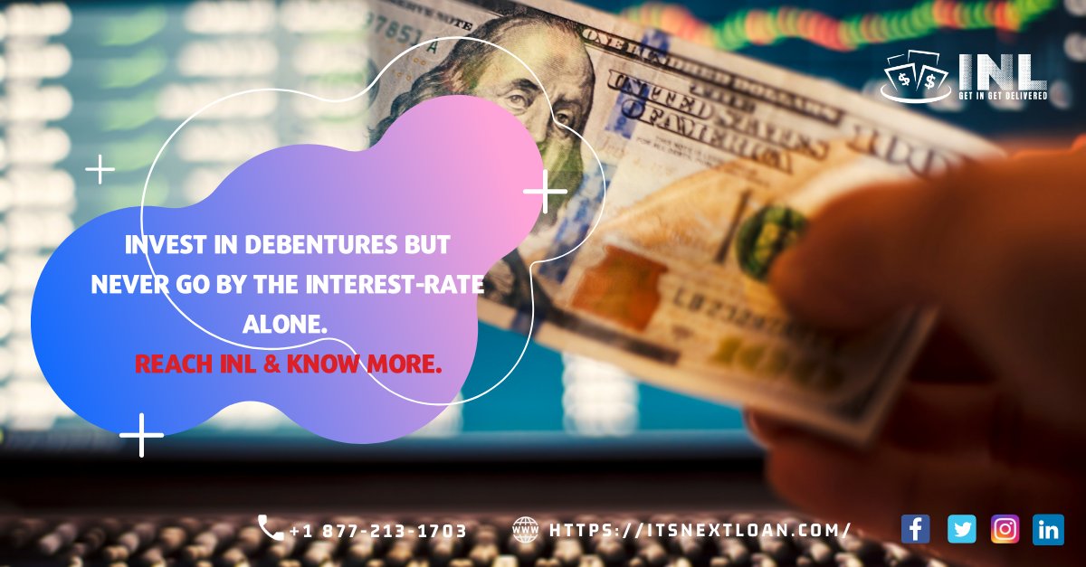 That debenture may include fixed or floating interest, and they may be either convertible or non-convertible. 

Visit: itsnextloan.com
Call: +1 877-213-1703
Drop us an email: info@itsnextloan.com

#Invest #itsnextloan