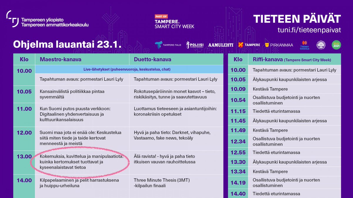 iNARR_Project's tweet photo. Welcome to Tampere Science Forum 2021 and especially to hear two of our researchers, Samuli Björninen &amp; Hanna-Riikka Roine, and Anna Ovaska as well, giving online lectures tomorrow at 1 PM. Lectures are held in Finnish. #tieteenpäivät @TampereUni

https://t.co/yR9SZCvT0K https://t.co/VWio71x1No