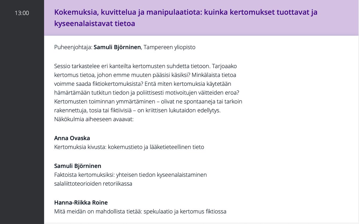 iNARR_Project's tweet photo. Welcome to Tampere Science Forum 2021 and especially to hear two of our researchers, Samuli Björninen &amp; Hanna-Riikka Roine, and Anna Ovaska as well, giving online lectures tomorrow at 1 PM. Lectures are held in Finnish. #tieteenpäivät @TampereUni

https://t.co/yR9SZCvT0K https://t.co/VWio71x1No