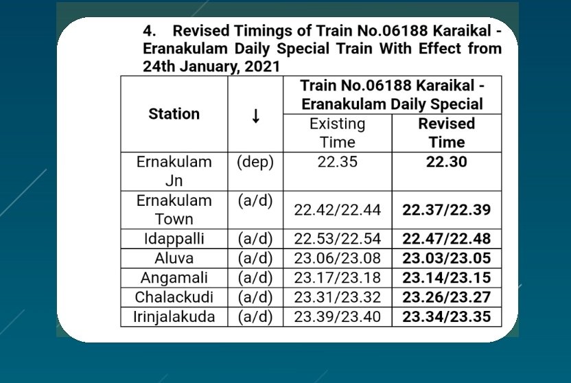 Revised timings of Special trains #SRupdates
