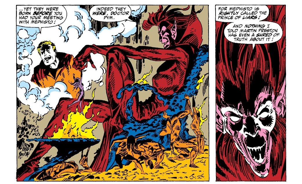 Et si l'explication, c'était le Diable ? Dans les comics, Wanda utilise de l'essence de Mephisto pour créer ses jumeaux, & il manipule Master Pandemonium pour les récupérer.On a un aspirateur qui devient fou et le feu qui jailli pendant la naissance => Elle aspire le Diable!?