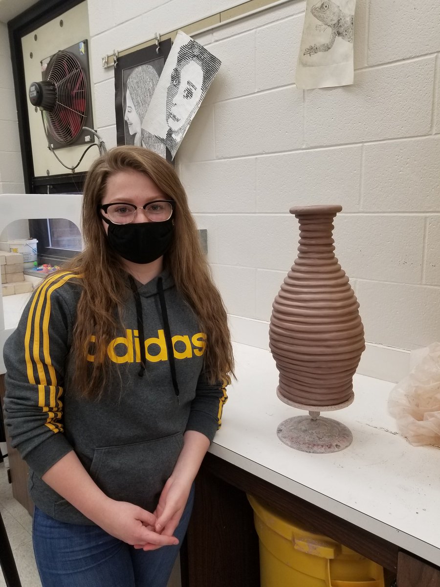 Prisma colored pencils, clay, and airbrushing are on the menu in advanced art this week.