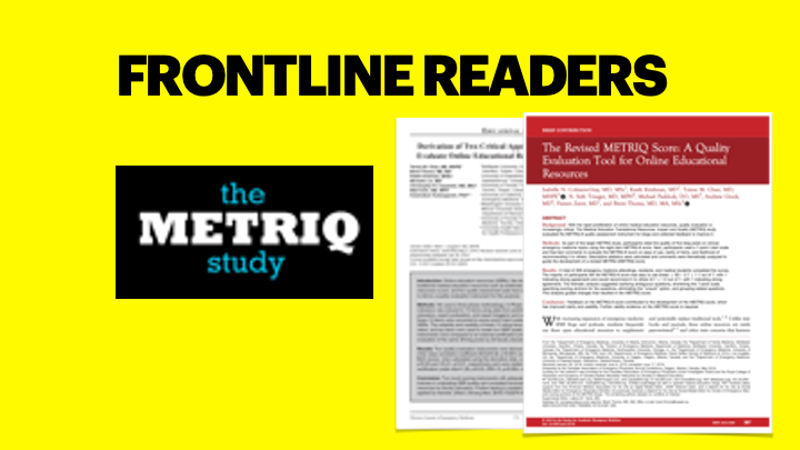 . @METRIQstudy team has written to these groups:1) Producers - how we folded  #PeerReview and Editorial work into  #FOAMed processes;2) Teachers - AIR project (and score)/ SOAR systematic review of FOAM ( https://onlinelibrary.wiley.com/doi/full/10.1002/aet2.10351)3) Readers - rMETRIQ  https://onlinelibrary.wiley.com/doi/full/10.1002/aet2.10376