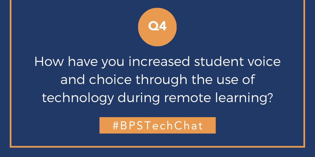 CcarnesBPS's tweet photo. Q4 How have you increased student voice and choice through the use of technology during remote learning? #BPSTechChat https://t.co/CPL7yHQI3M